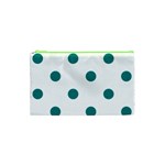 Polka Dots - Teal on White Canvas Cosmetic Bag (XS)
