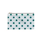 Polka Dots - Teal on White Cosmetic Bag (S)