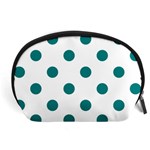 Polka Dots - Teal on White Accessory Pouch (Large)