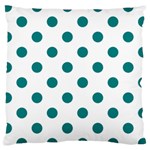 Polka Dots - Teal on White Large Cushion Case (Two Sides)