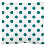 Polka Dots - Teal on White Large Flano Cushion Case (Two Sides)