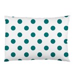 Polka Dots - Teal on White Pillow Case (Two Sides)
