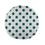 Polka Dots - Teal on White Standard 15  Premium Flano Round Cushion