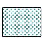 Polka Dots - Teal on White Fleece Blanket (Small) (One Side)
