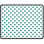 Polka Dots - Teal on White Double Sided Fleece Blanket (Medium) (Two Sides)