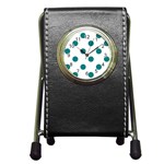 Polka Dots - Teal on White Pen Holder Desk Clock