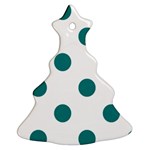 Polka Dots - Teal on White Christmas Tree Ornament (Two Sides)