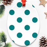 Polka Dots - Teal on White Ornament (Oval)