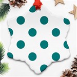 Polka Dots - Teal on White Ornament (Snowflake)