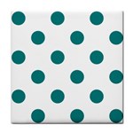 Polka Dots - Teal on White Tile Coaster