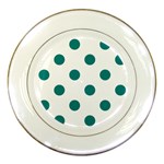 Polka Dots - Teal on White Porcelain Plate