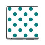 Polka Dots - Teal on White Memory Card Reader (Square)