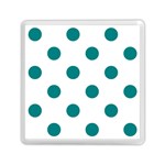 Polka Dots - Teal on White Memory Card Reader with Storage (Square)