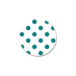 Polka Dots - Teal on White Golf Ball Marker