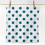 Polka Dots - Teal on White Face Towel