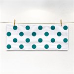 Polka Dots - Teal on White Hand Towel