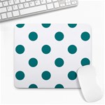 Polka Dots - Teal on White Large Mousepad