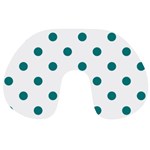 Polka Dots - Teal on White Travel Neck Pillow