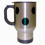 Polka Dots - Teal on White Travel Mug (Silver Gray)