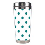 Polka Dots - Teal on White Stainless Steel Travel Tumbler