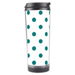 Polka Dots - Teal on White Travel Tumbler