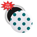 Polka Dots - Teal on White 2.25  Magnet (100 pack)