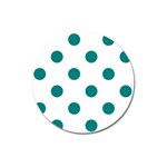 Polka Dots - Teal on White Magnet 3  (Round)