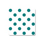 Polka Dots - Teal on White Magnet (Square)