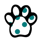 Polka Dots - Teal on White Magnet (Paw Print)