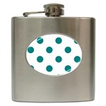 Polka Dots - Teal on White Hip Flask (6 oz)