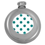 Polka Dots - Teal on White Hip Flask (5 oz)