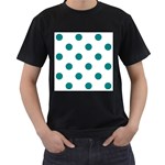 Polka Dots - Teal on White Men s T-Shirt (Black)