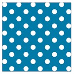 Polka Dots - White on Cerulean Large Satin Scarf (Square)
