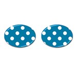 Polka Dots - White on Cerulean Cufflinks (Oval)