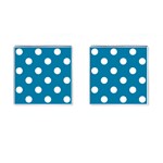 Polka Dots - White on Cerulean Cufflinks (Square)