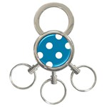 Polka Dots - White on Cerulean 3-Ring Key Chain