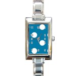 Polka Dots - White on Cerulean Rectangle Italian Charm Watch
