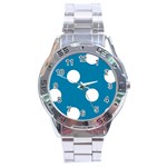 Polka Dots - White on Cerulean Stainless Steel Analogue Watch