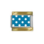 Polka Dots - White on Cerulean Gold Trim Italian Charm (9mm)
