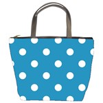 Polka Dots - White on Cerulean Bucket Bag