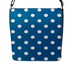 Polka Dots - White on Cerulean Flap Closure Messenger Bag (L)