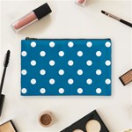 Polka Dots - White on Cerulean Cosmetic Bag (M)