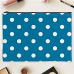 Polka Dots - White on Cerulean Cosmetic Bag (XXXL)