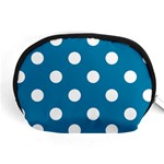 Polka Dots - White on Cerulean Accessory Pouch (Medium)