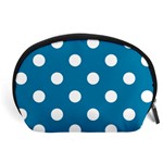 Polka Dots - White on Cerulean Accessory Pouch (Large)