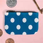 Polka Dots - White on Cerulean Mini Coin Purse