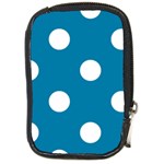 Polka Dots - White on Cerulean Compact Camera Leather Case
