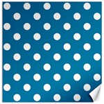 Polka Dots - White on Cerulean Canvas 12  x 12 