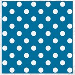 Polka Dots - White on Cerulean Canvas 16  x 16 