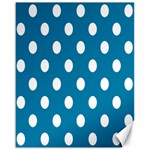 Polka Dots - White on Cerulean Canvas 16  x 20 